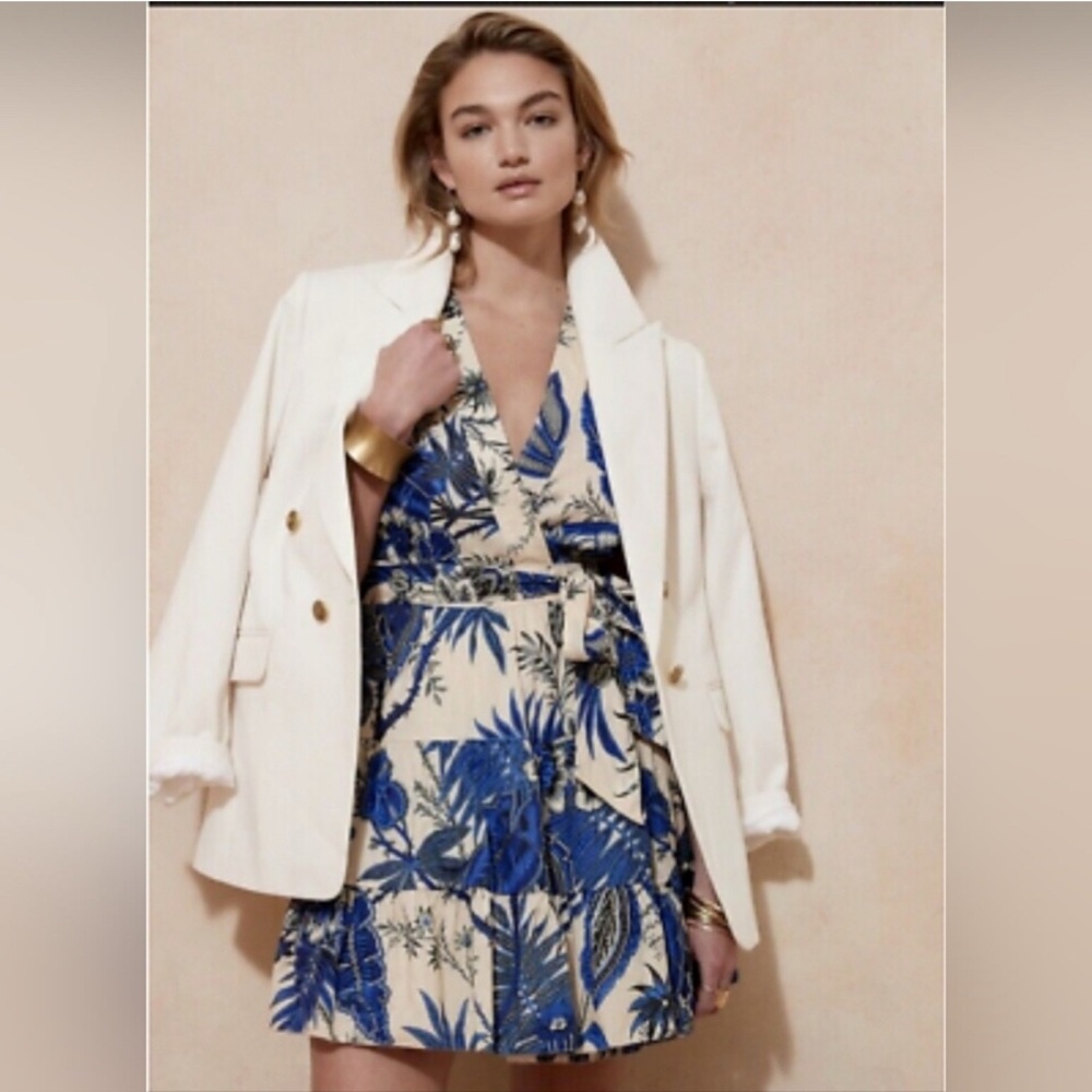 Banana Republic Blue and Cream Mini Dress
